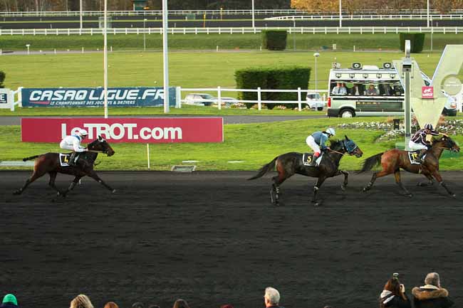 Photo d'arrivée de la course pmu PRIX D'HIESVILLE à PARIS-VINCENNES le Lundi 9 novembre 2015