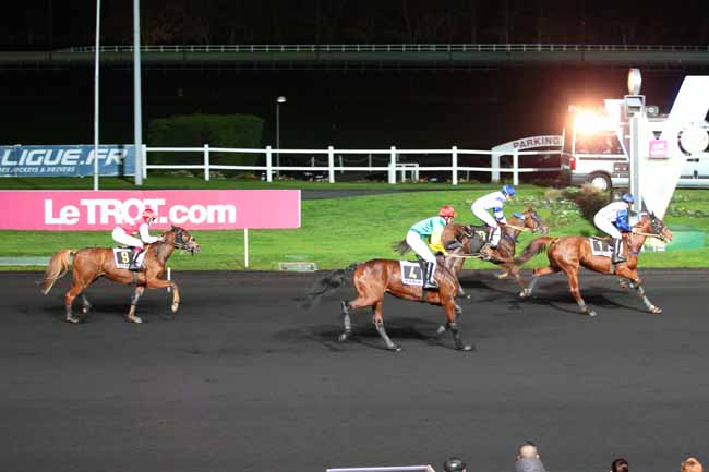 Photo d'arrivée de la course pmu PRIX DE BRICQUEBEC à PARIS-VINCENNES le Samedi 28 novembre 2015