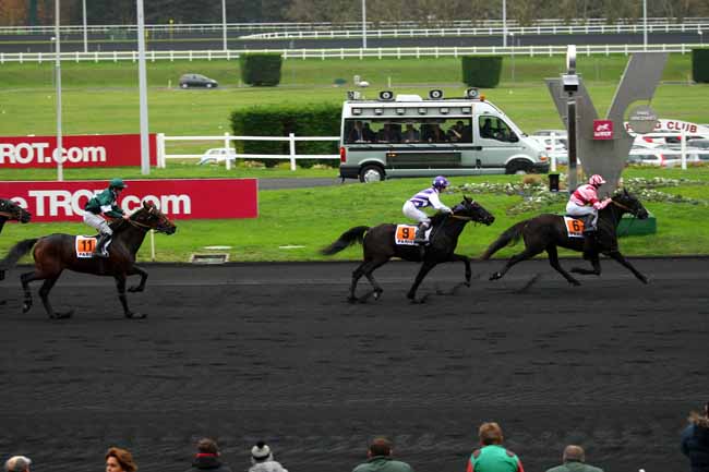 Photo d'arrivée de la course pmu PRIX DE SEICHES-SUR-LE-LOIR à PARIS-VINCENNES le Samedi 12 décembre 2015