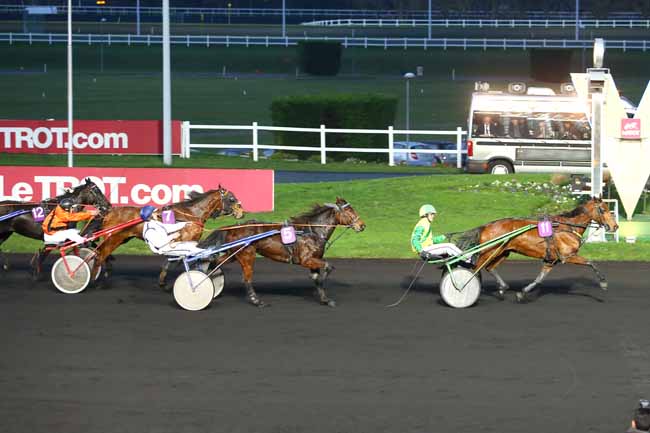 Photo d'arrivée de la course pmu PRIX DE MEILLAC à PARIS-VINCENNES le Lundi 28 décembre 2015