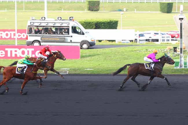 Photo d'arrivée de la course pmu PRIX DE GRANDVILLIERS à PARIS-VINCENNES le Lundi 18 janvier 2016