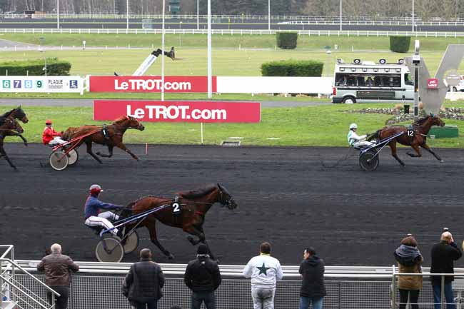 Photo d'arrivée de la course pmu PRIX DE MOUTIERS à PARIS-VINCENNES le Mardi 26 janvier 2016
