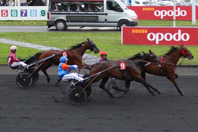 Photo d'arrivée de la course pmu PRIX JEAN RENE GOUGEON à PARIS-VINCENNES le Dimanche 31 janvier 2016