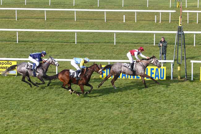 Photo d'arrivée de la course pmu PRIX DU CLUB DES GENTLEMEN-RIDERS ET DES CAVALIERES à FONTAINEBLEAU le Vendredi 11 mars 2016