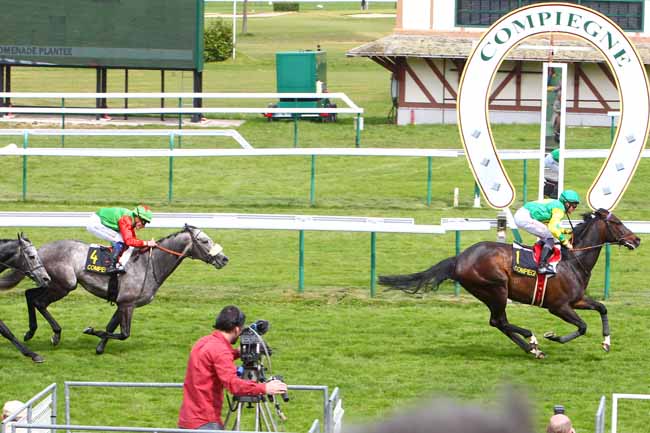Photo d'arrivée de la course pmu PRIX DE LA PROMENADE PLANTEE à COMPIEGNE le Jeudi 21 avril 2016