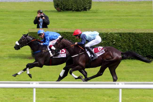 Photo d'arrivée de la course pmu PRIX DU DOUET (PELOTON A) à CLAIREFONTAINE le Mardi 5 juillet 2016