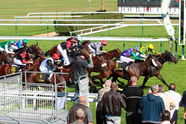 Photo d'arrivée de la course pmu PRIX DES RUINES DE CHAMPLIEU à COMPIEGNE le Jeudi 29 septembre 2016