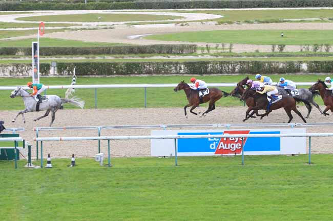 Photo d'arrivée de la course pmu PRIX DU GRAND MANEGE à DEAUVILLE le Mardi 18 octobre 2016