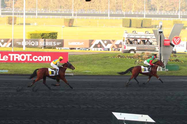 Photo d'arrivée de la course pmu PRIX DE SAINT-OUEN-DES-TOITS à PARIS-VINCENNES le Jeudi 29 décembre 2016