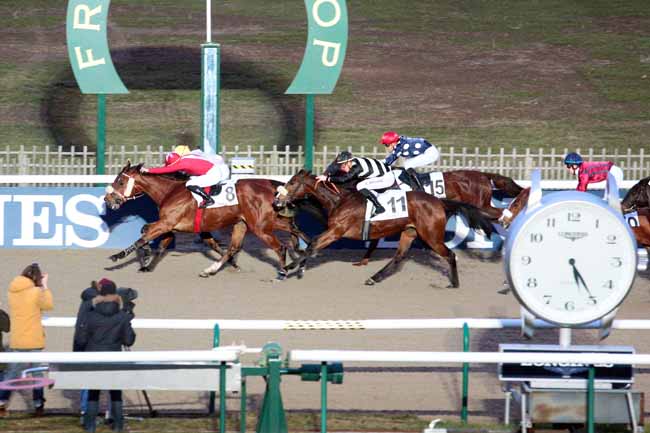 Photo d'arrivée de la course pmu PRIX DE LA ROUTE DE LA JUSTICE à CHANTILLY le Vendredi 27 janvier 2017