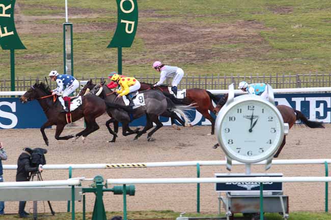 Photo d'arrivée de la course pmu PRIX DU CARREFOUR SAINT-LEONARD à CHANTILLY le Jeudi 2 février 2017