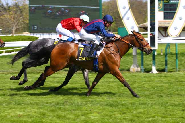 Photo d'arrivée de la course pmu PRIX DU PALAIS IMPERIAL à COMPIEGNE le Vendredi 7 avril 2017