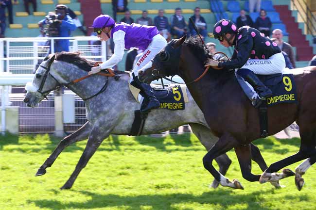 Photo d'arrivée de la course pmu PRIX DE L'IMPERATRICE EUGENIE à COMPIEGNE le Vendredi 7 avril 2017