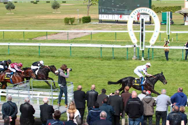 Photo d'arrivée de la course pmu PRIX DE FLEURUS à COMPIEGNE le Lundi 24 avril 2017