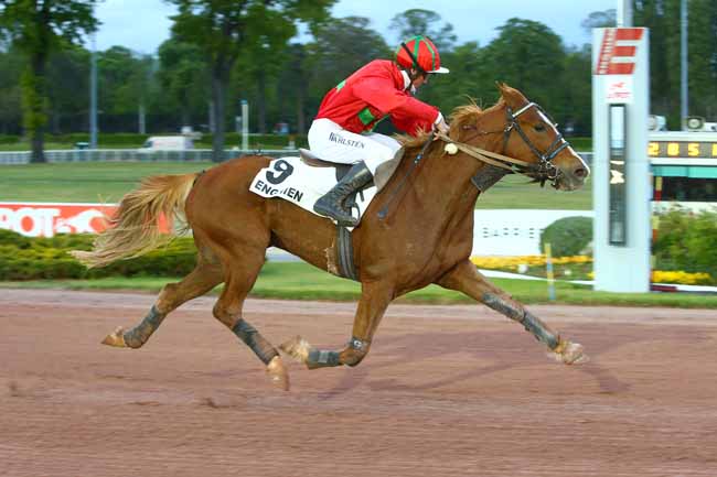 Photo d'arrivée de la course pmu PRIX DE LA PLACE DE LA SORBONNE à ENGHIEN le Lundi 1 mai 2017