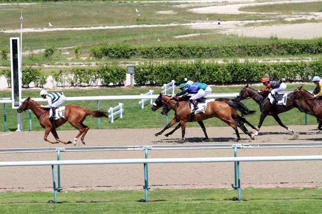 Photo d'arrivée de la course pmu PRIX DE LA CALONNE - FONDS EUROPEEN DE L'ELEVAGE à DEAUVILLE le Mercredi 5 juillet 2017
