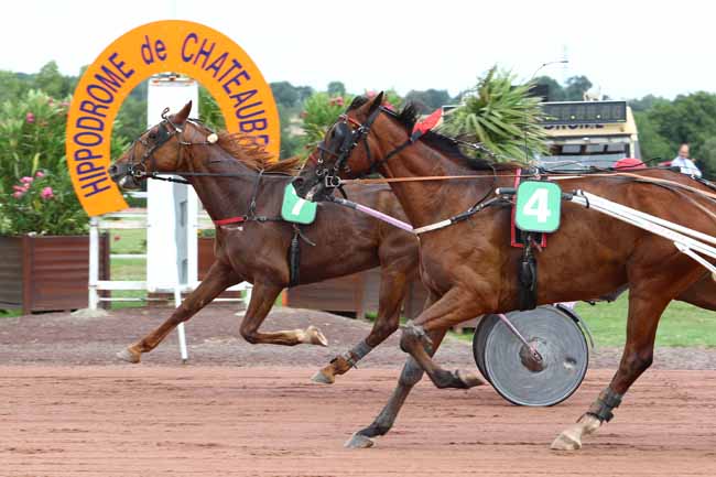 Photo d'arrivée de la course pmu PRIX DE LA VILLE MARIE à CHATEAUBRIANT le Mardi 11 juillet 2017