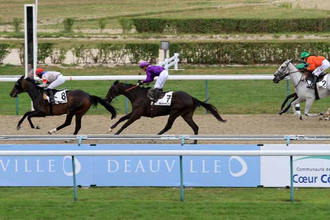 Photo d'arrivée de la course pmu PRIX DU CLOS FLEURI - CHATEAU MONTLAU à DEAUVILLE le Dimanche 30 juillet 2017