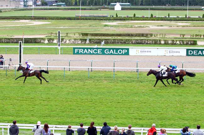 Photo d'arrivée de la course pmu PRIX DE SAINT-ETIENNE-LA-THILLAYE - CATEGORIE PERSONNEL DE HARAS à DEAUVILLE le Jeudi 17 août 2017