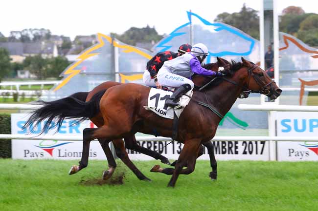Photo d'arrivée de la course pmu PRIX DE LA COUPE DE FRANCE DE FOOTBALL - PRIX DE LA LIGUE DES PAYS DE LOIRE à LE LION D'ANGERS le Mercredi 13 septembre 2017