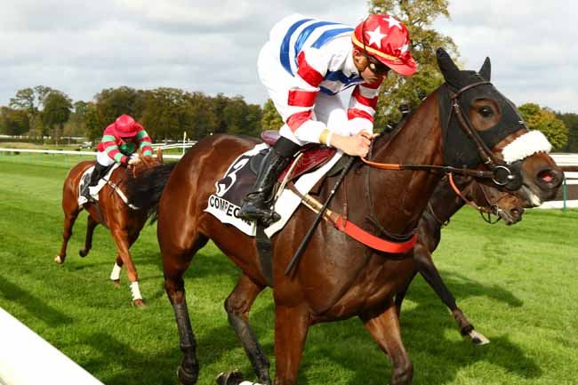 Photo d'arrivée de la course pmu PRIX BERNARD SECLY - AL CAPONE II à COMPIEGNE le Samedi 28 octobre 2017
