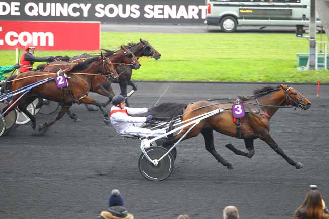 Photo d'arrivée de la course pmu PRIX DE QUINCY-SOUS-SENART à PARIS-VINCENNES le Mardi 5 décembre 2017