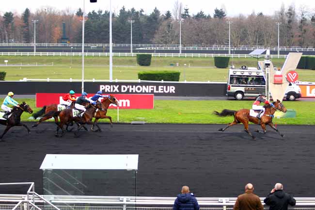 Photo d'arrivée de la course pmu PRIX D'HONFLEUR à PARIS-VINCENNES le Mercredi 6 décembre 2017