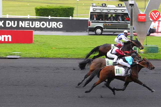 Photo d'arrivée de la course pmu PRIX DU NEUBOURG à PARIS-VINCENNES le Vendredi 15 décembre 2017