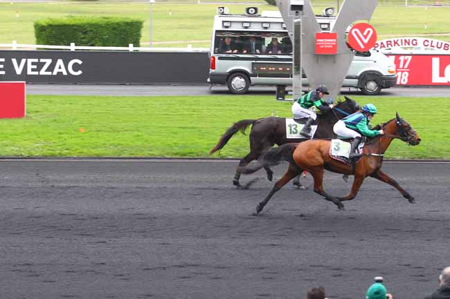 Photo d'arrivée de la course pmu PRIX DE VEZAC à PARIS-VINCENNES le Mardi 2 janvier 2018
