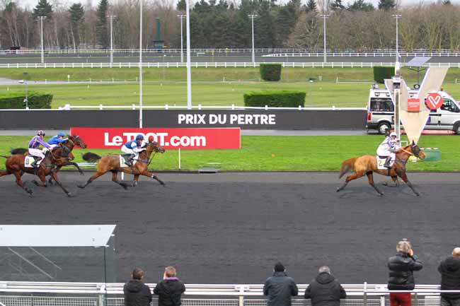 Photo d'arrivée de la course pmu PRIX DU PERTRE à PARIS-VINCENNES le Jeudi 4 janvier 2018