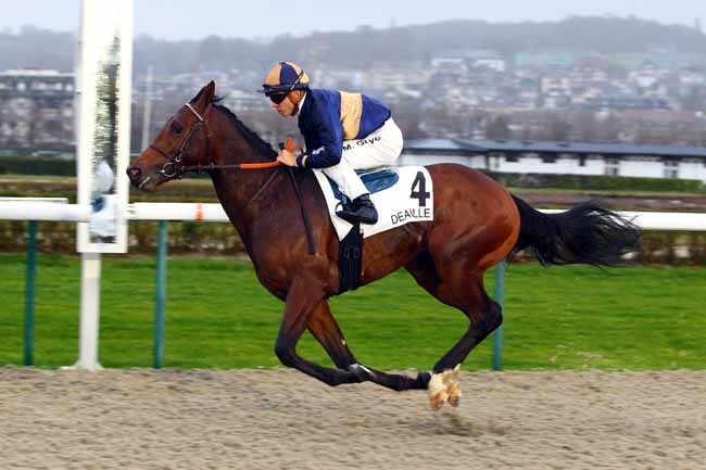 Photo d'arrivée de la course pmu PRIX DE LA PIGEONNIERE à DEAUVILLE le Jeudi 4 janvier 2018