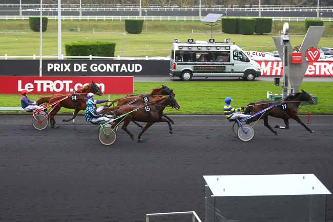 Photo d'arrivée de la course pmu PRIX DE GONTAUD à PARIS-VINCENNES le Samedi 6 janvier 2018