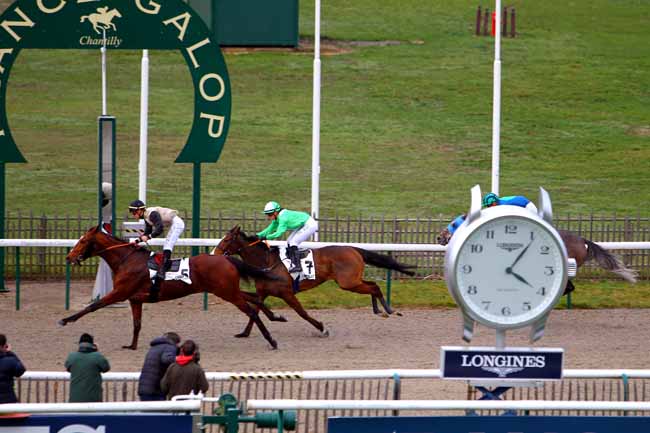 Photo d'arrivée de la course pmu PRIX DE LA CLAIRIERE SAINT-CHRISTOPHE à CHANTILLY le Samedi 6 janvier 2018