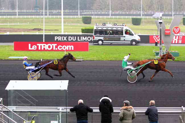 Photo d'arrivée de la course pmu PRIX DU LIMOUSIN à PARIS-VINCENNES le Mardi 9 janvier 2018