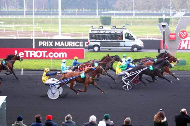 Photo d'arrivée de la course pmu PRIX MAURICE DE GHEEST à PARIS-VINCENNES le Samedi 13 janvier 2018