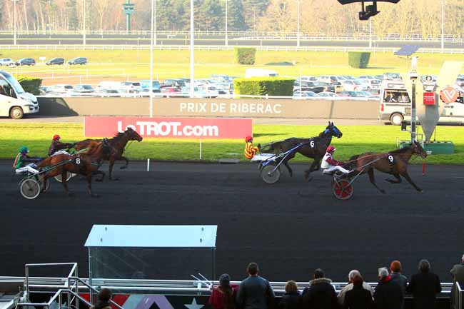 Photo d'arrivée de la course pmu PRIX DE RIBERAC à PARIS-VINCENNES le Dimanche 14 janvier 2018