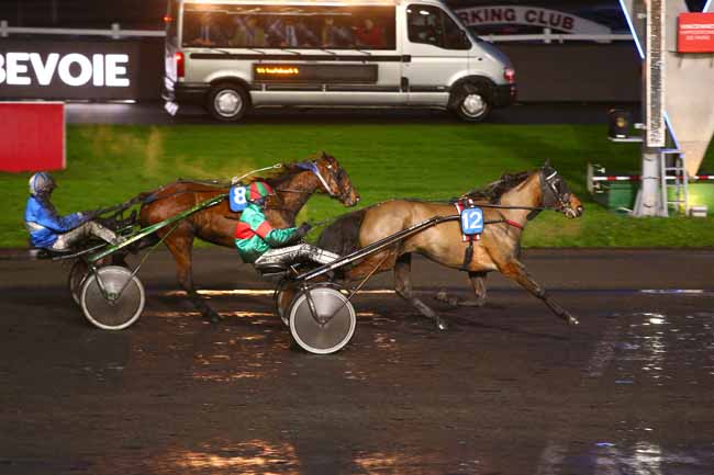 Photo d'arrivée de la course pmu PRIX DE COURBEVOIE à PARIS-VINCENNES le Lundi 15 janvier 2018