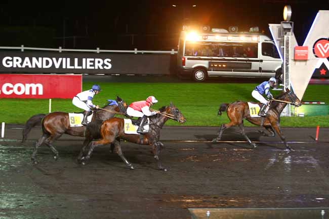 Photo d'arrivée de la course pmu PRIX DE GRANDVILLIERS à PARIS-VINCENNES le Lundi 15 janvier 2018