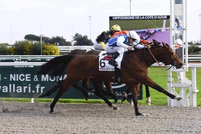 Photo d'arrivée de la course pmu PRIX DU DOCTEUR GAZAGNAIRE à CAGNES-SUR-MER le Lundi 22 janvier 2018