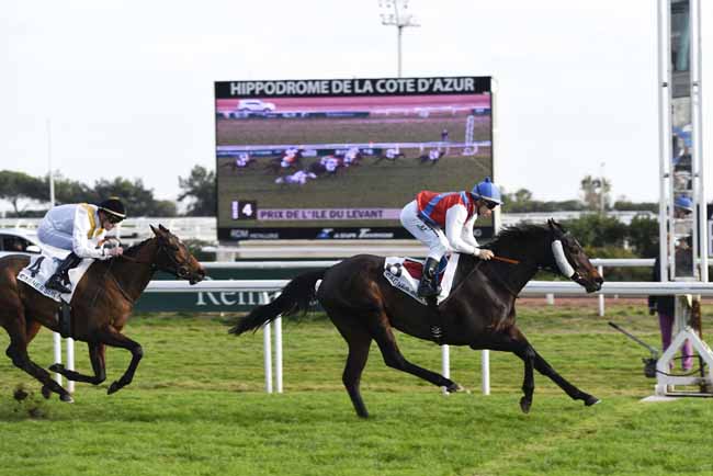 Photo d'arrivée de la course pmu PRIX DE L'ILE DU LEVANT à CAGNES-SUR-MER le Lundi 22 janvier 2018