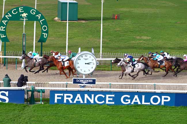 Photo d'arrivée de la course pmu PRIX DU CHEMIN DE HALLAGE à CHANTILLY le Jeudi 1 février 2018