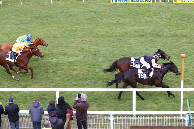 Photo d'arrivée de la course pmu PRIX DE LA SEINE ET MARNE à FONTAINEBLEAU le Jeudi 8 mars 2018