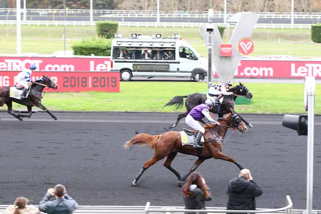 Photo d'arrivée de la course pmu PRIX PHILIPPE DU ROZIER à PARIS-VINCENNES le Dimanche 2 décembre 2018