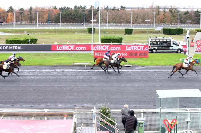 Photo d'arrivée de la course pmu PRIX DE MERAL à PARIS-VINCENNES le Lundi 3 décembre 2018