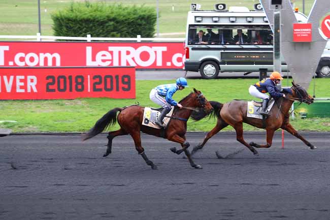 Photo d'arrivée de la course pmu PRIX DE SEICHES-SUR-LE-LOIR à PARIS-VINCENNES le Samedi 8 décembre 2018