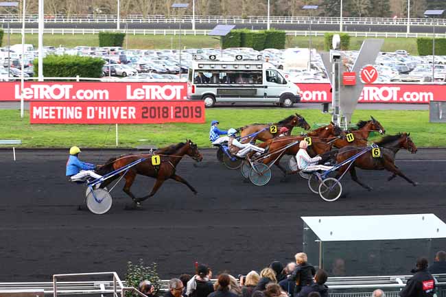 Photo d'arrivée de la course pmu PRIX DE RIBERAC à PARIS-VINCENNES le Dimanche 13 janvier 2019