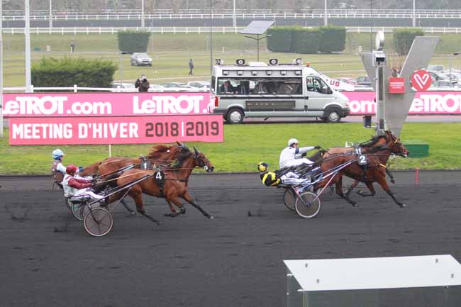 Photo d'arrivée de la course pmu PRIX BELLINO II à PARIS-VINCENNES le Dimanche 20 janvier 2019