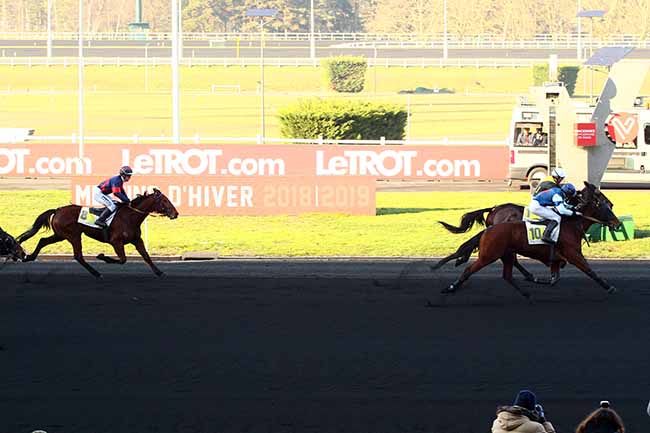 Photo d'arrivée de la course pmu PRIX DE PONTRIEUX à PARIS-VINCENNES le Lundi 21 janvier 2019