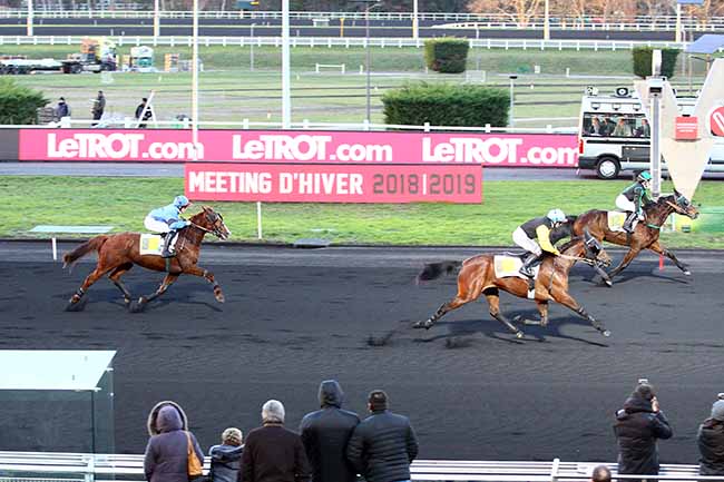 Photo d'arrivée de la course pmu PRIX DE FAVEROLLES à PARIS-VINCENNES le Lundi 28 janvier 2019