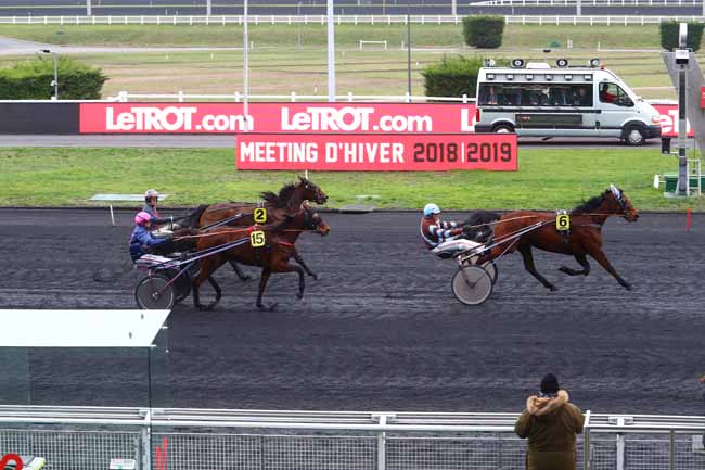 Photo d'arrivée de la course pmu PRIX DES ROUGES TERRES à PARIS-VINCENNES le Lundi 4 février 2019